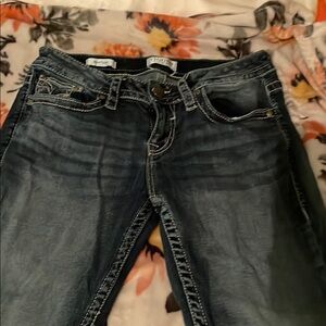 Vigoss Blue Skinny Jeans with Vintage Wash and Whiskering